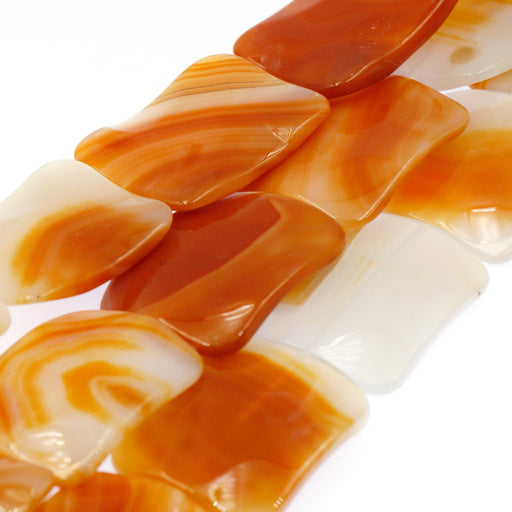 (agate063) Orange Agate Wavy Squares - Scottsdale Bead Supply