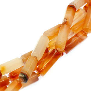 (agate062) 10x30mm Natural Agate 6 Sided Tubes - Scottsdale Bead Supply