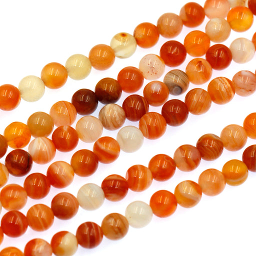 (agate065) 8mm Orange Botswana Agate Rounds - Scottsdale Bead Supply