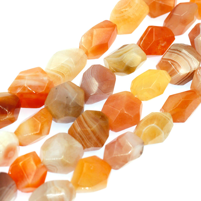 (orangechal001) Orange Chalcedony Faceted Nuggets