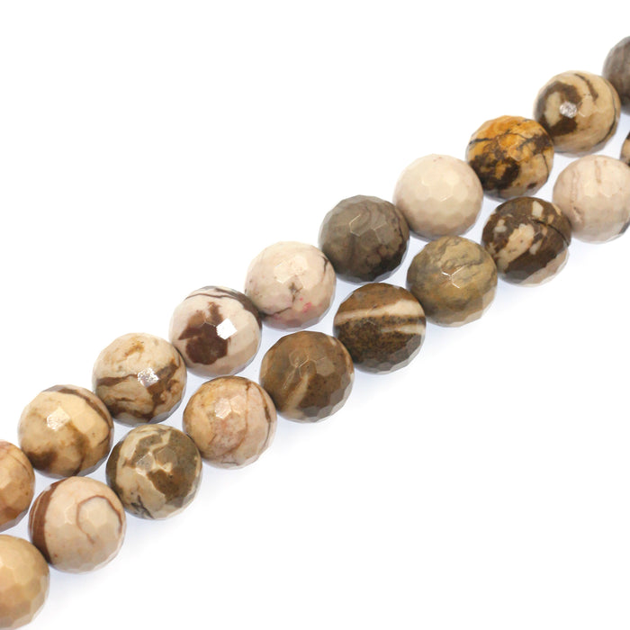 (jas063) 14mm Faceted Zebra Jasper Beads