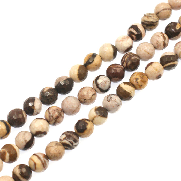 (jas064) 8mm Faceted Zebra Jasper Beads