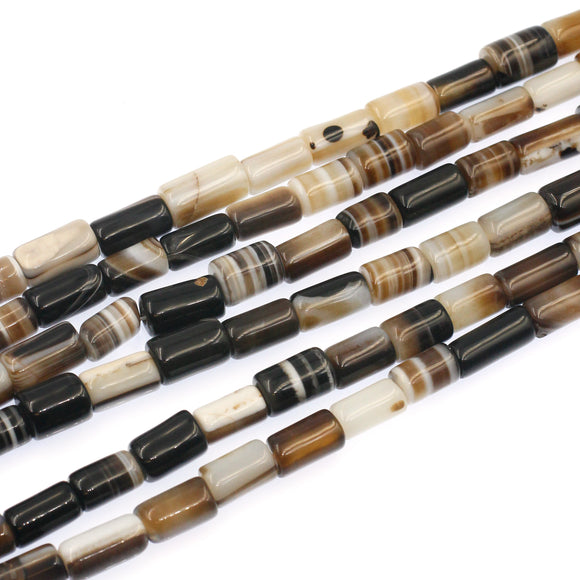 (agate068) 14x8mm Banded Agate Tubes - Scottsdale Bead Supply