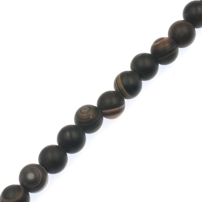 (BA-013) 8mm Matte Banded Agate Rounds