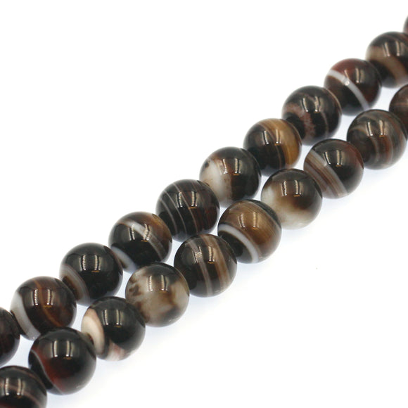 (agate066) 10mm Banded Agate - Scottsdale Bead Supply