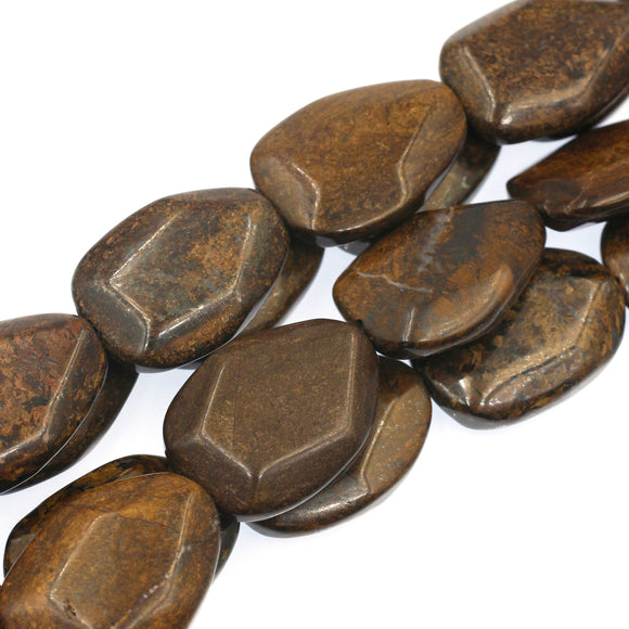 (bro004) 22x30mm Bronzite Flat Teardrop - Scottsdale Bead Supply