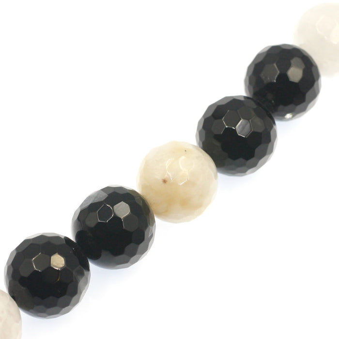 (BA-012) 18mm Faceted Agate and Quartz Rounds