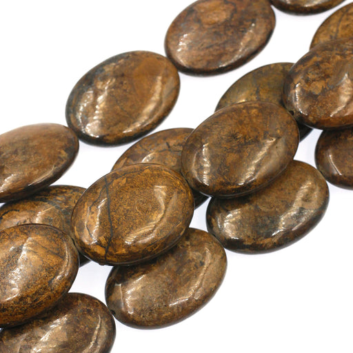 (bro003) Bronzite Ovals - Scottsdale Bead Supply