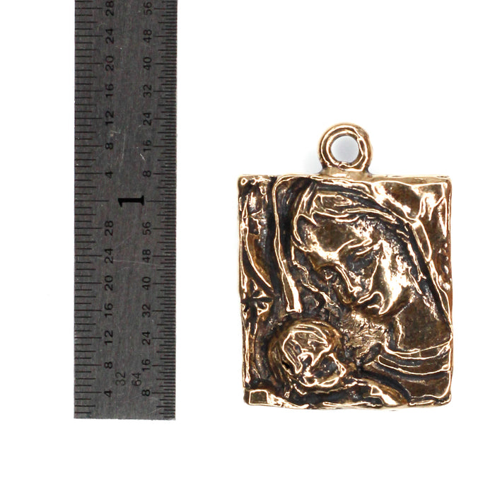 (bzp143-9509) Bronze Madona & Child sq. Pendant