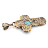 (OOAK019) Bronze Cross with Turquoise Inlay