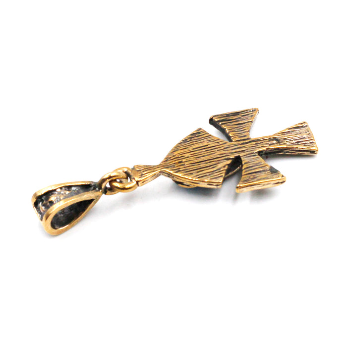 (OOAK022) Bronze Cross with Turquoise Inlay