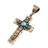 (OOAK020) Bronze Cross with Turquoise Inlay
