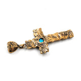 (OOAK020) Bronze Cross with Turquoise Inlay