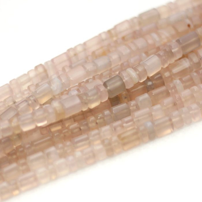 (qtz011) Triangular Cut Graduated Rose Quarts Barrels and Roundels