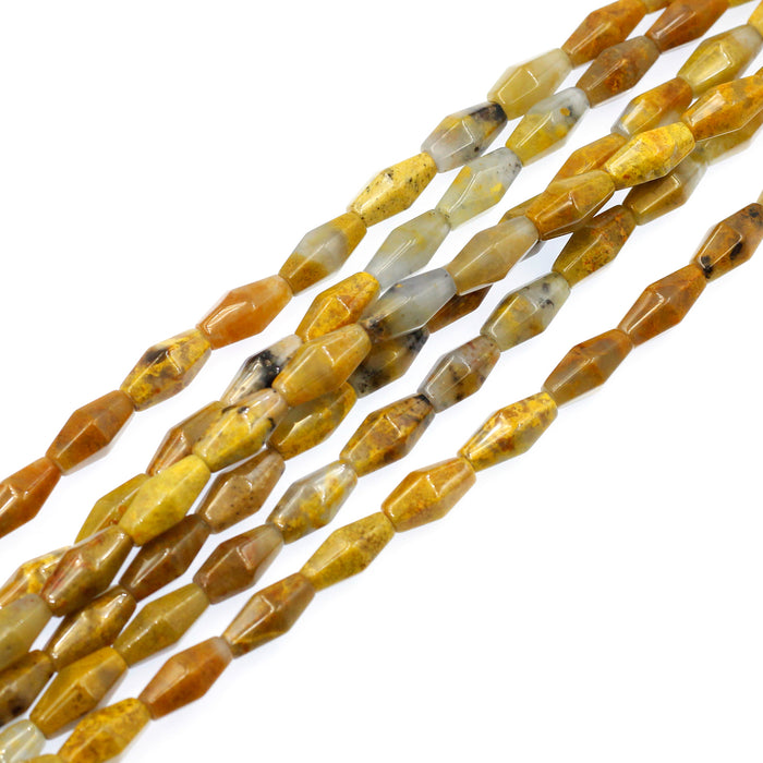 (agate088) 6mm x 12mm Faceted Golden Agate Barrels