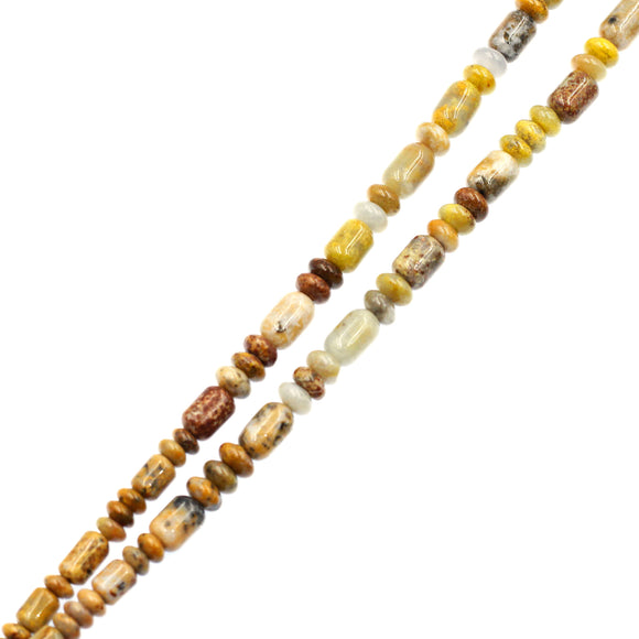 (agate087) 4mm-6mm Graduated Golden Agate Barrels and Roundeles
