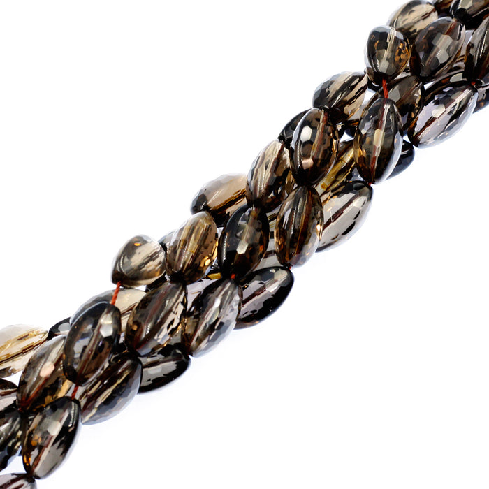 (qzt110) 10x18mm Faceted Smoky Quartz Beads