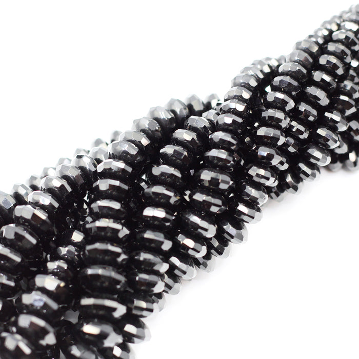 Graduated Faceted Black Onyx Roundelles