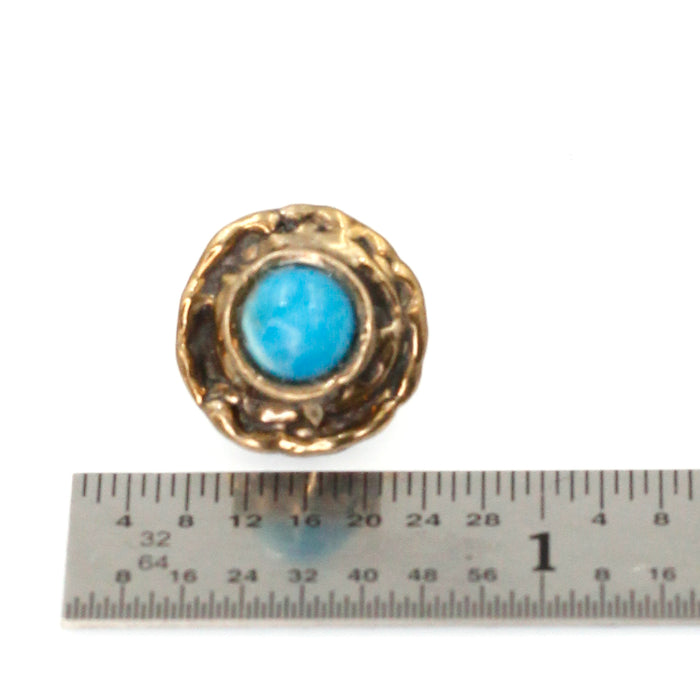(bzbn047-0538) Bronze Button with Turquoise