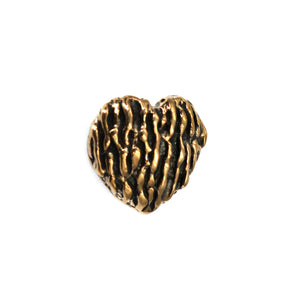 (bzbn026-N0444) Bronze Textured Heart Button Clasp.