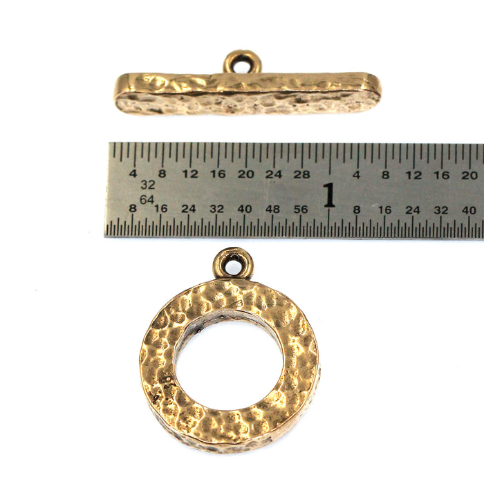 (bzct013-8610) Bronze Hammered texture toggle clasp.