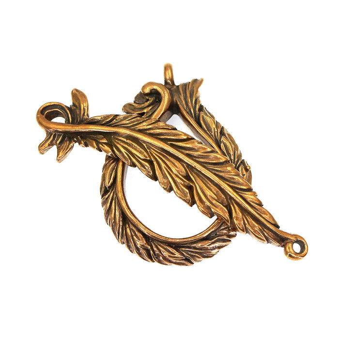 (bzct026-8748) Bronze Feather Toggle