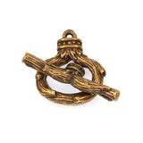 (bzct034-8851) Bronze wood textured toggle clasp.