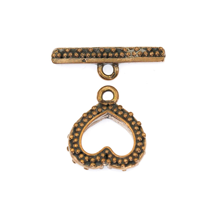 (bzct014-8638) Bronze Heart Toggle w/small dots.
