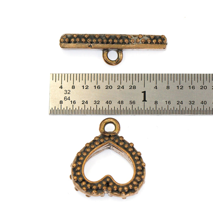 (bzct014-8638) Bronze Heart Toggle w/small dots.