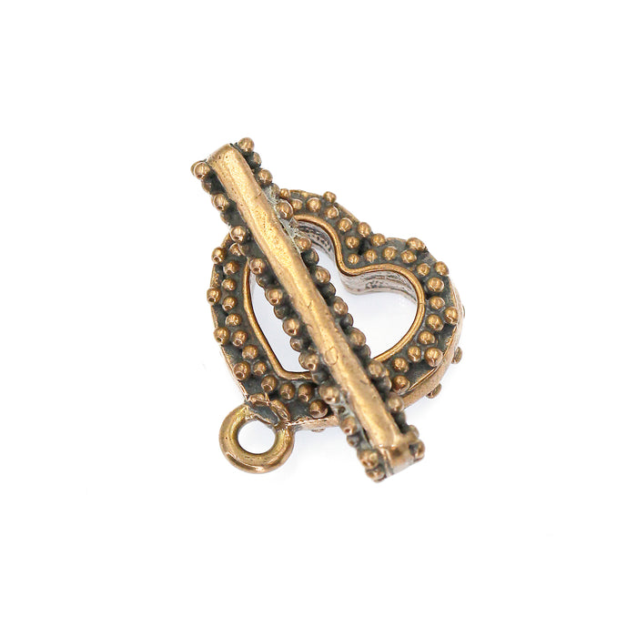 (bzct014-8638) Bronze Heart Toggle w/small dots.