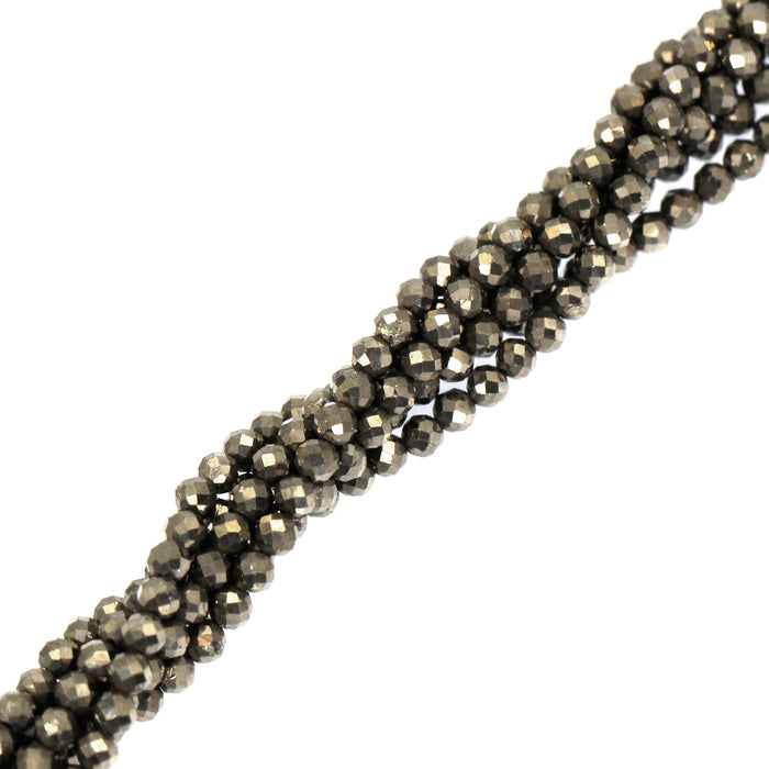 (pyrite001) 3mm Pyrite Faceted Rounds