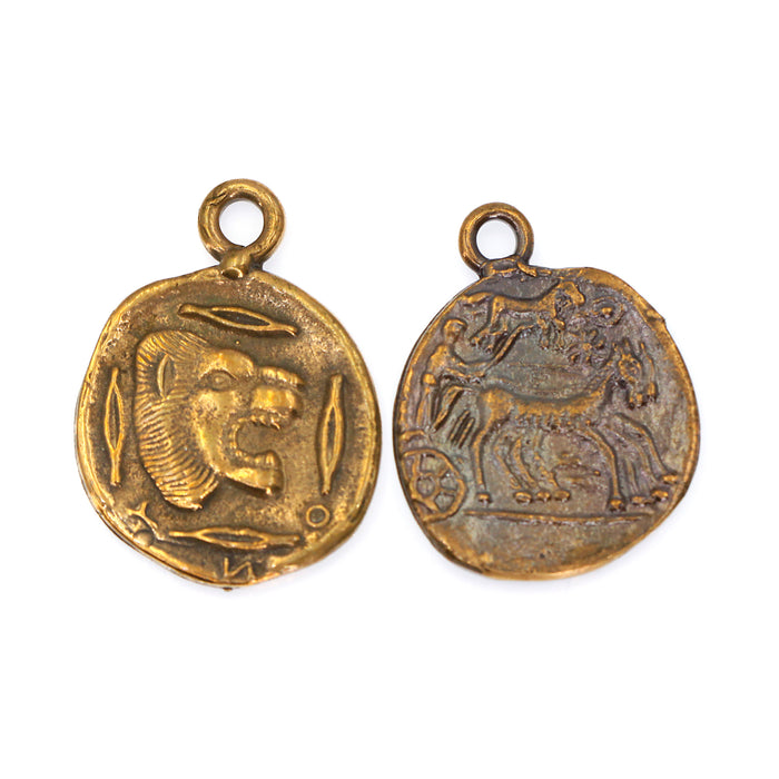 (bzrc014-3671) Greek "Lion Head - Chariot" coin