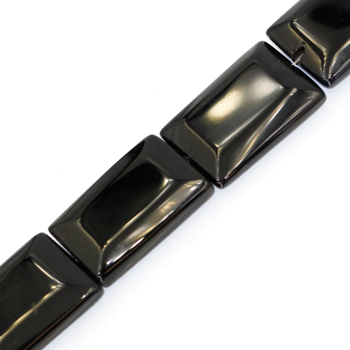26x37mm Faceted Black Onyx Squares