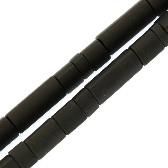 (bom020) 8mm Matte Black Onyx Triangular Shaped Tubes and Roundels
