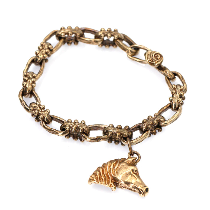 (ABR012) Bronze Bracelet with Horse Charm