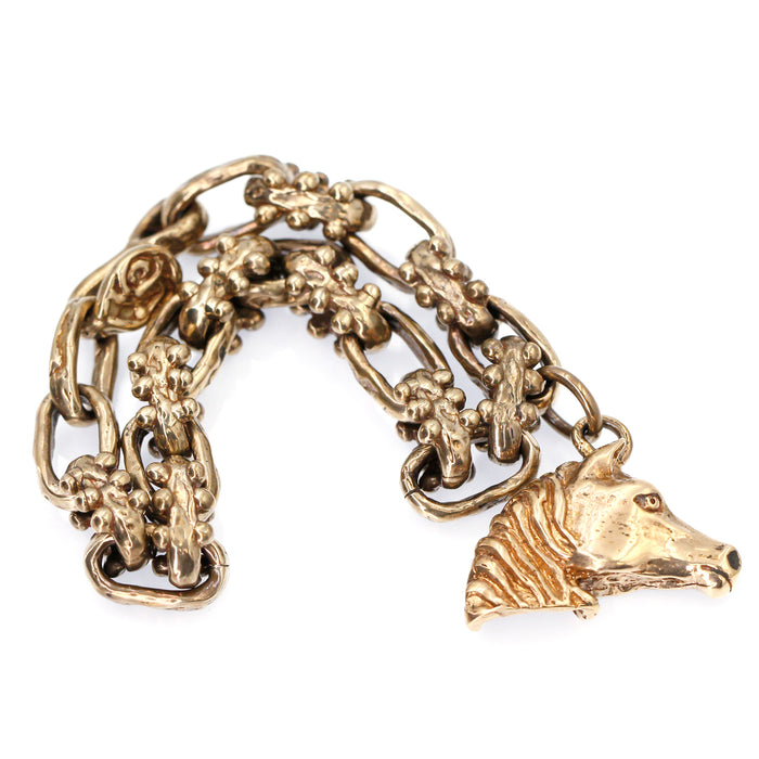 (ABR012) Bronze Bracelet with Horse Charm