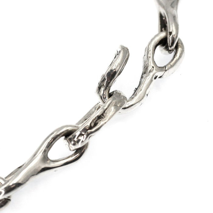 (ABR014) Sterling Silver Bracelet with Bronze Wizard Pendant with Inlay Turquoise