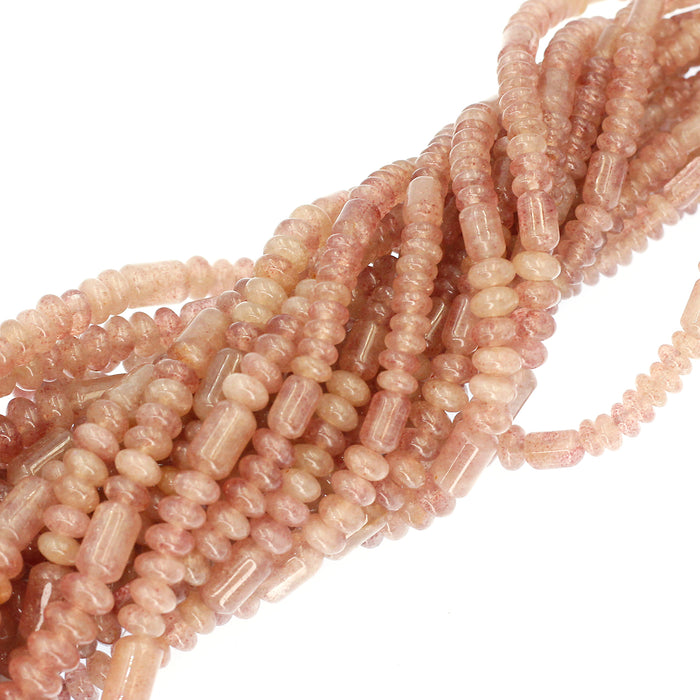 (qzt001) African Ruby Quartz Barrels and Roundelles