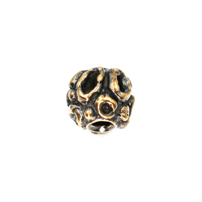 (bzbd010) Solid Bronze Free-Form Textured Bead