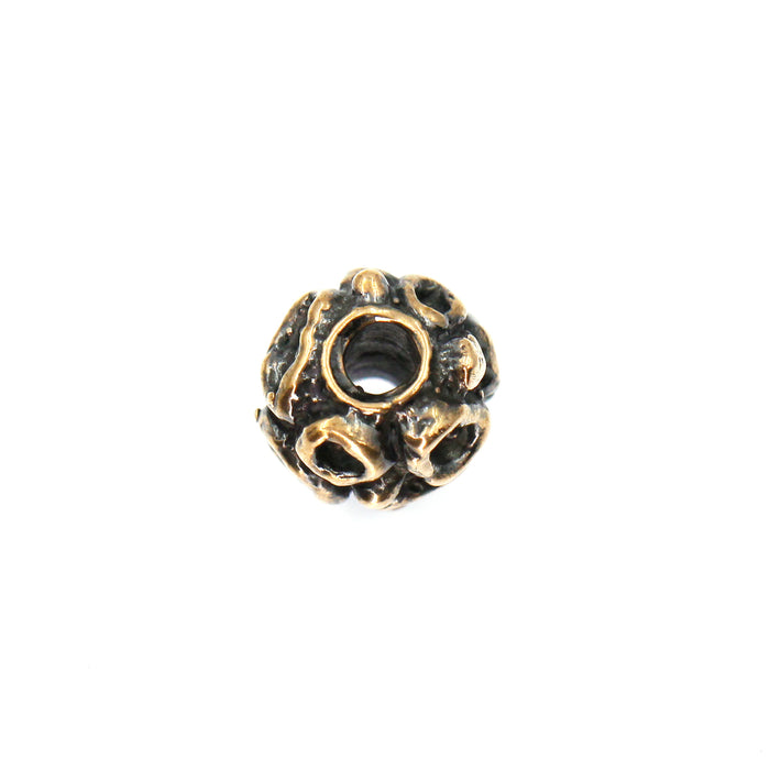 (bzbd010) Solid Bronze Free-Form Textured Bead