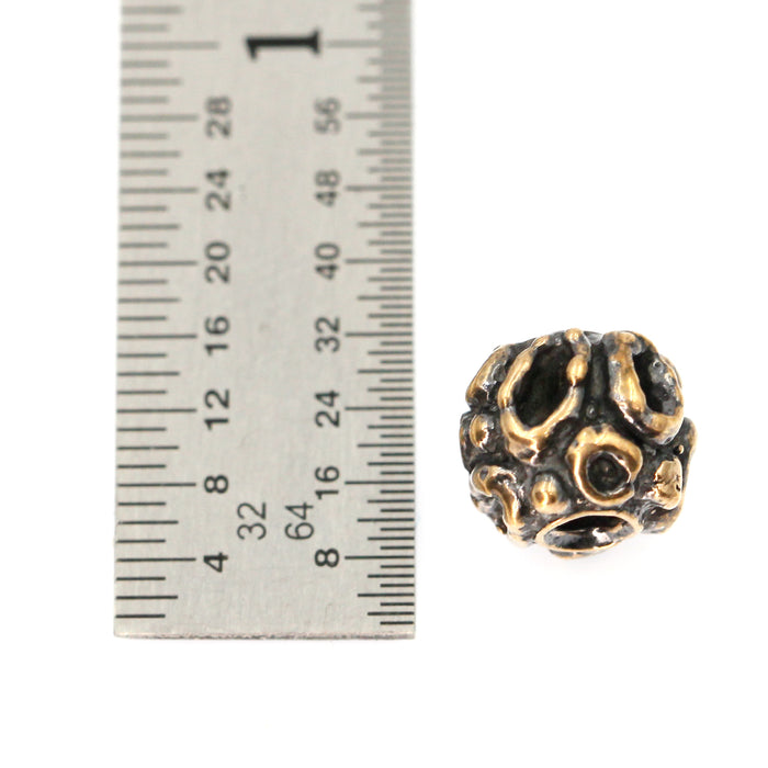 (bzbd010) Solid Bronze Free-Form Textured Bead
