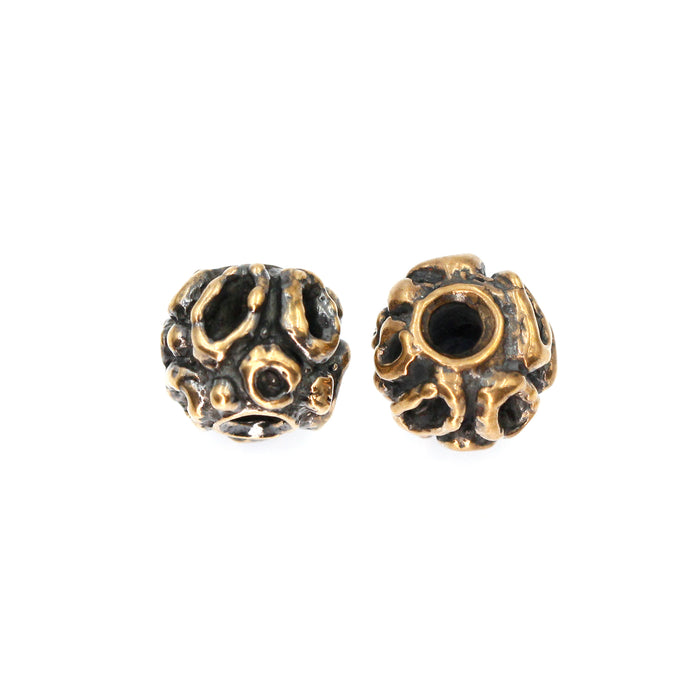 (bzbd010) Solid Bronze Free-Form Textured Bead