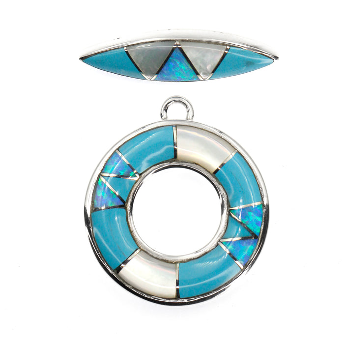 (ITG-079) Mother of Pearl and Turquoise Toggle