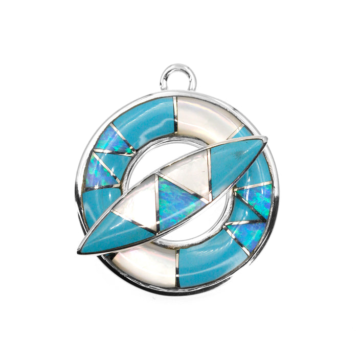 (ITG-079) Mother of Pearl and Turquoise Toggle