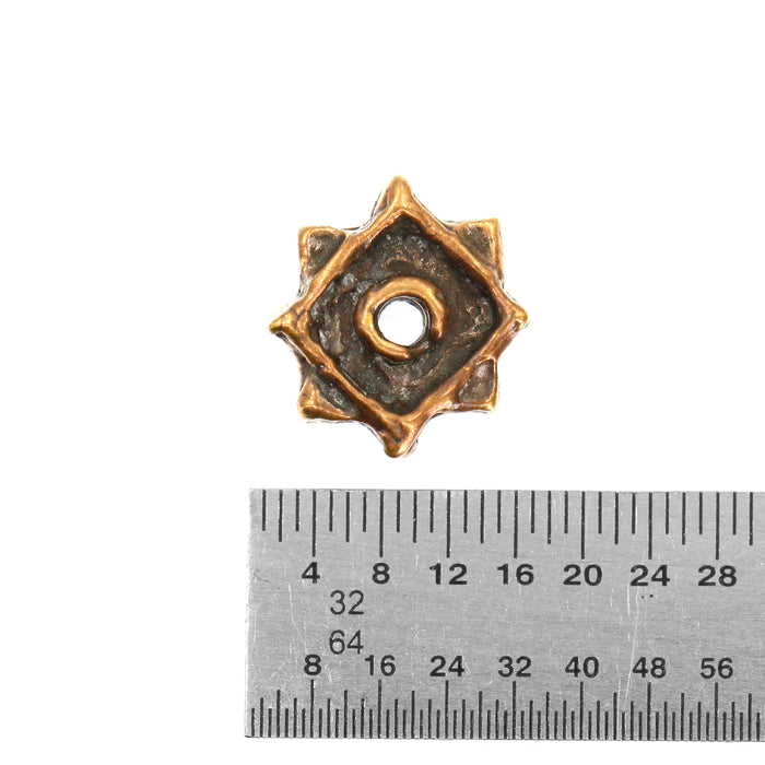 (bzbd081) Star Square Solid Bronze Bead