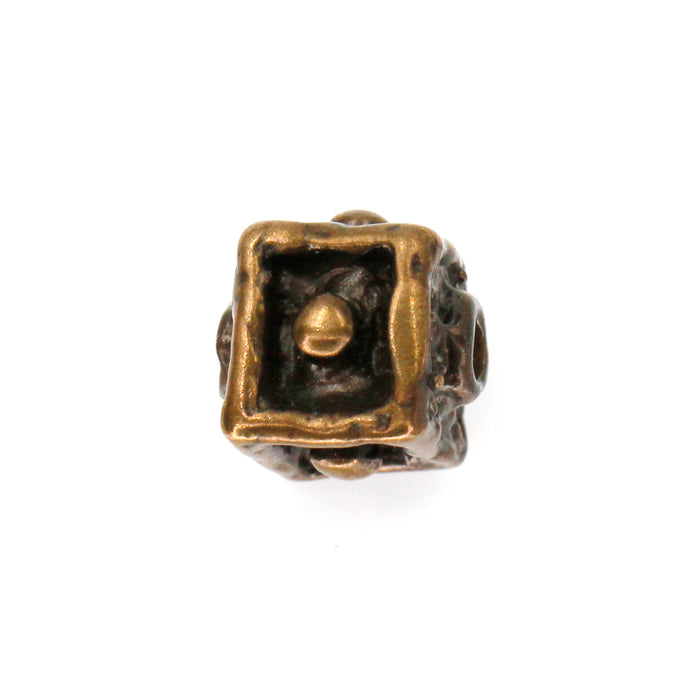 (bzbd013) Bronze Dotted Cube Bead