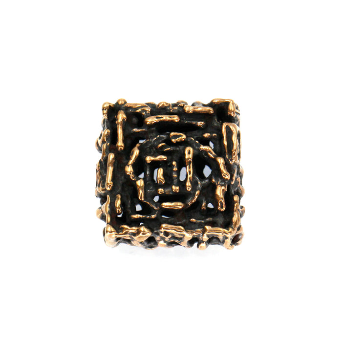 (bzbd098) Large Handmade Textured Solid Bronze Square Bead