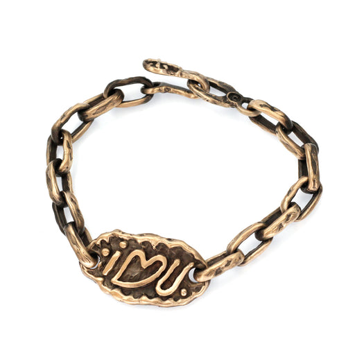 Handmade Old World Bronze message bracelet.