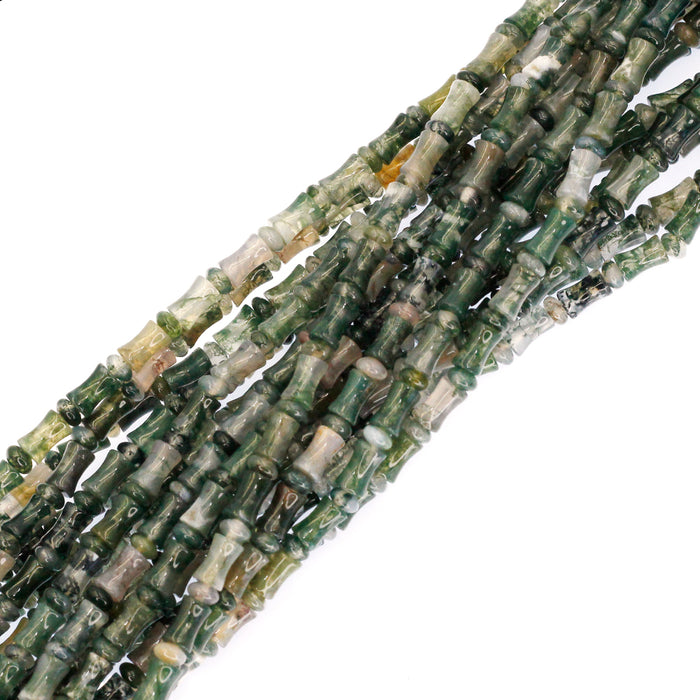 (MOSS-007) Moss agate Barrels and Rondells