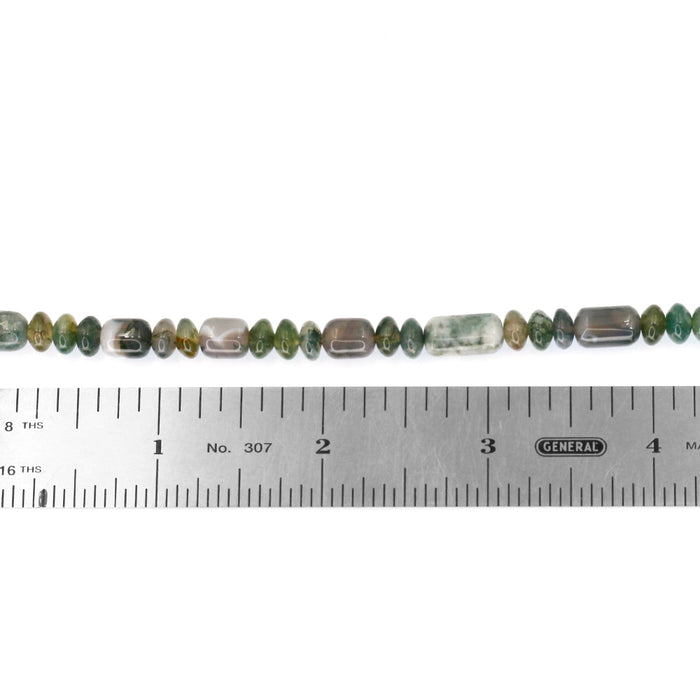 (MOSS-009) 6mm Moss Agate Barrels and Rondelles